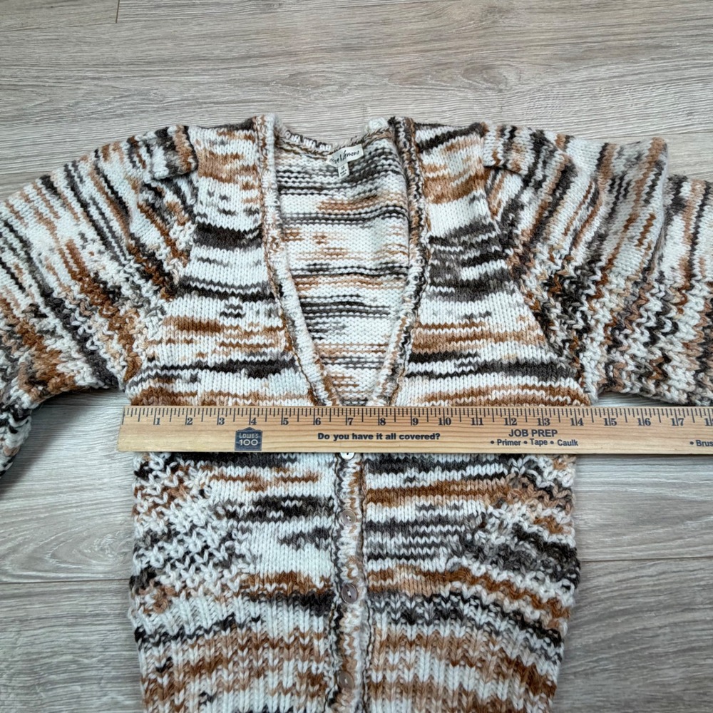 For Love & Lemons Geri Cardigan Brown Space Dye Chunky Knit Balloon Sleeve Sz XS - Picture 6 of 7